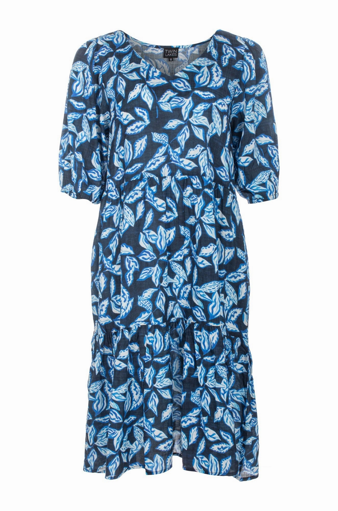 Smooth Layering Dress | Navy Leaves | 6533C1