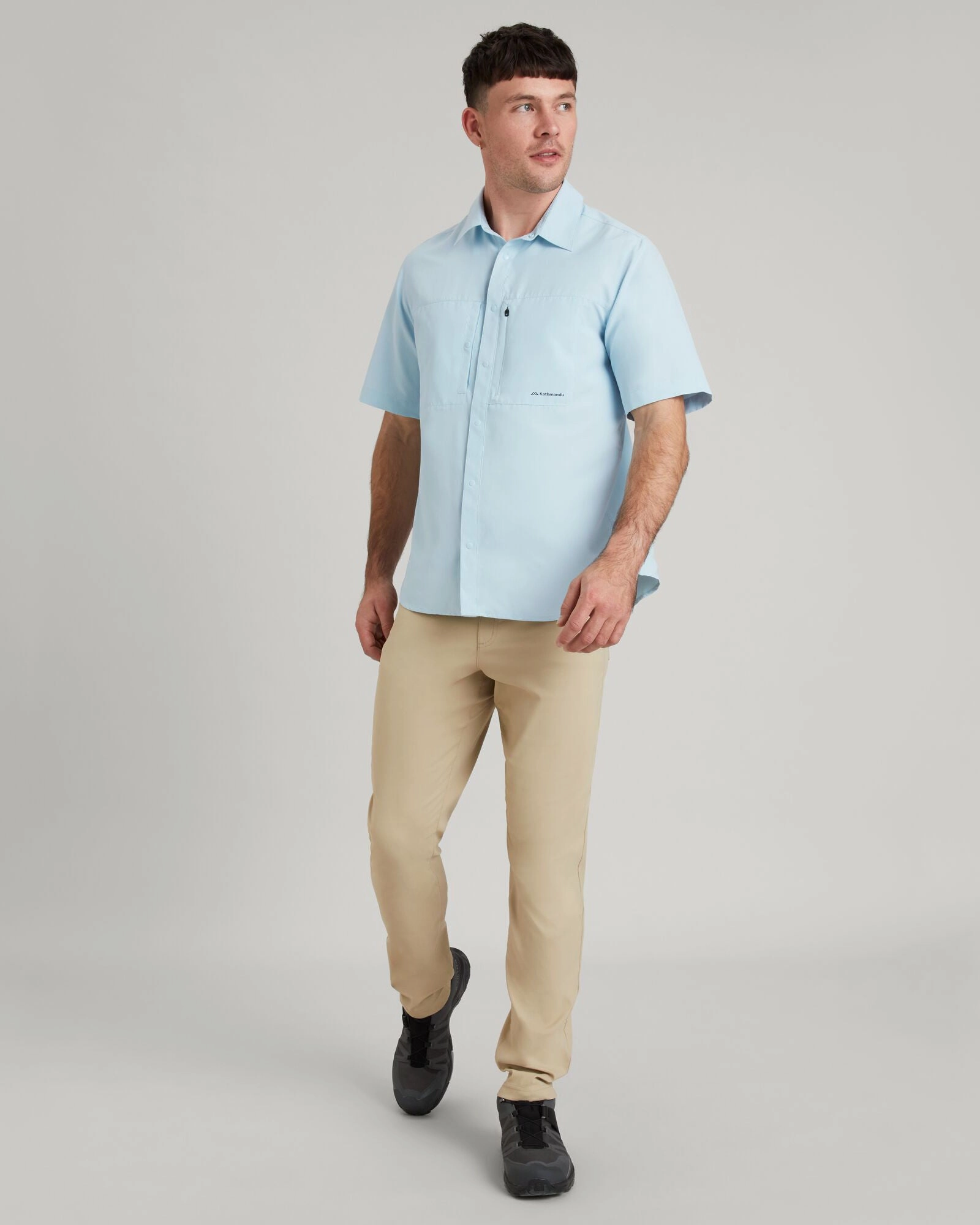 Eco Friendly Production Festival Outfit SUN-Scout UPF Men's Short Sleeve Shirt - Cloud