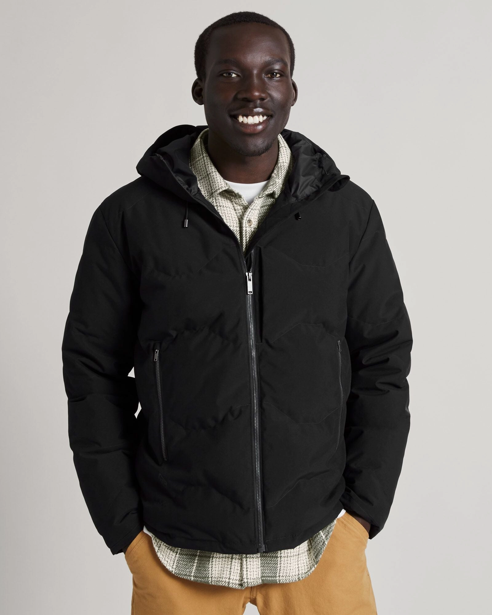 Men's Frisco X Hooded Down Jacket - Black RibbedTrims
