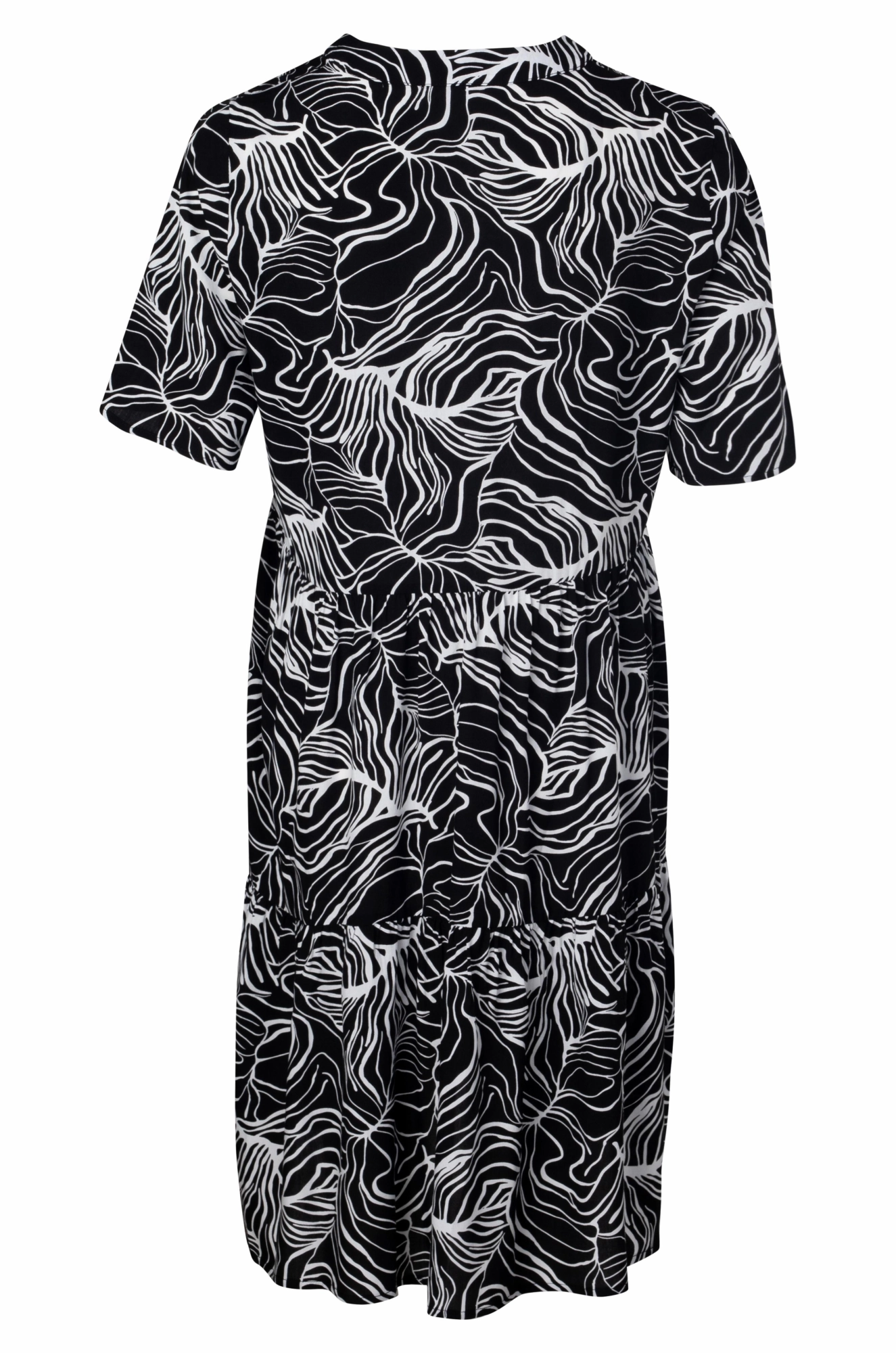 Fit Focused Nehru collar Tiered Dress | Black Ivory Lines | 3353A1