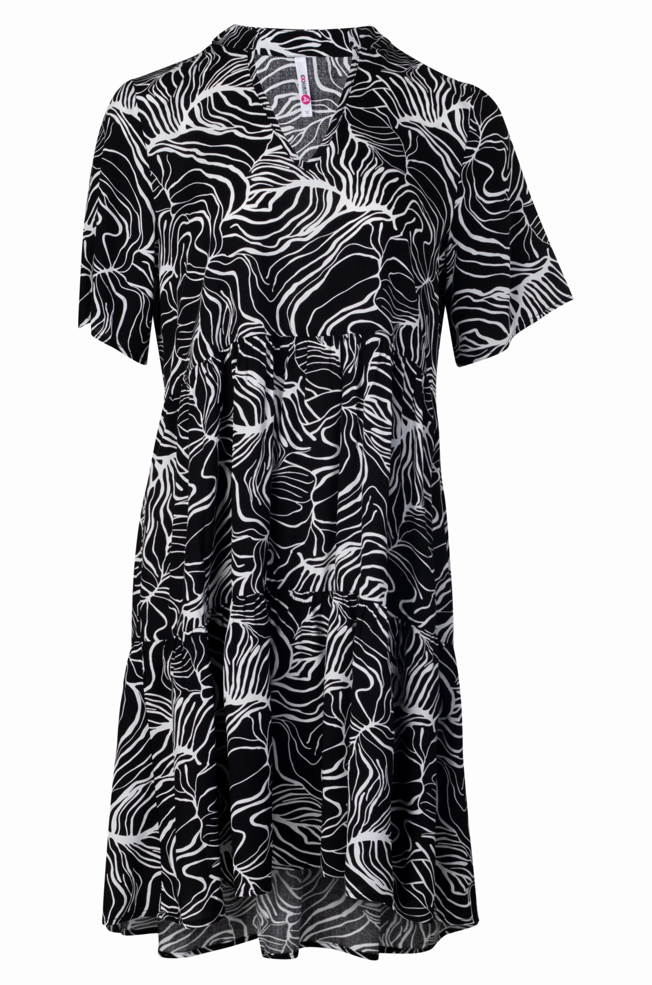 Fit for All Seasons Nehru collar Tiered Dress | Black Ivory Lines | 3353A1