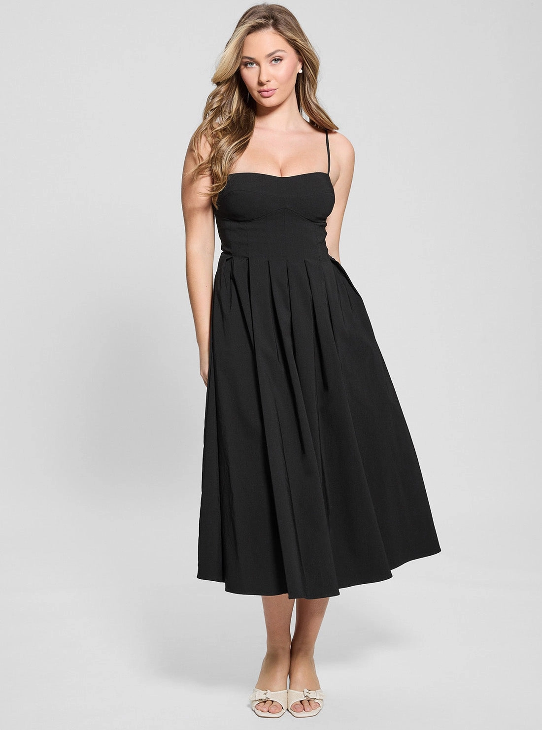 Flexible Style Eco Black Bria Midi Pleated Dress