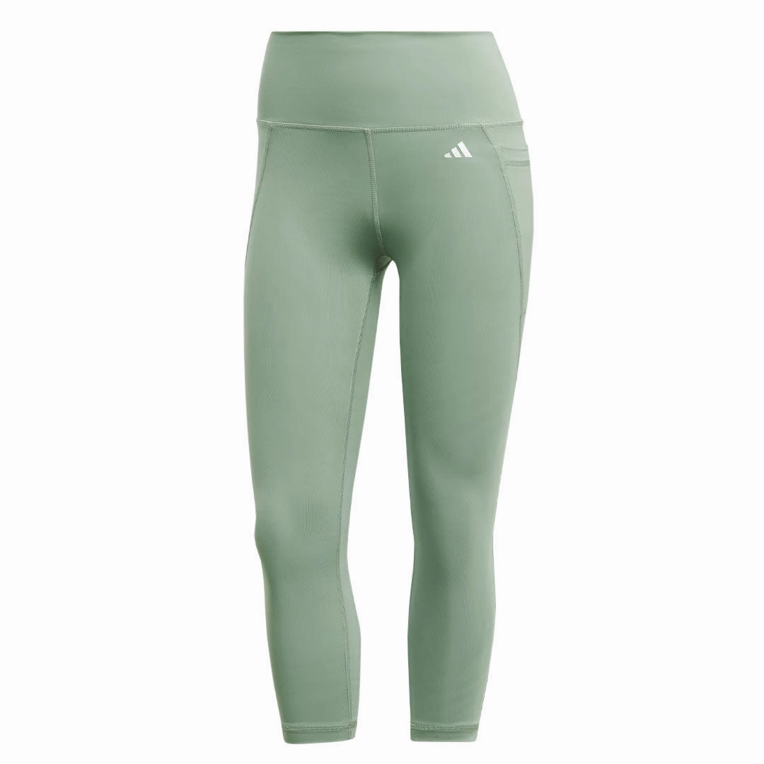 Comfy Vibes Stretch Material adidas - Women's Optime Stash Pocket High-Waisted 3/4 Leggings (HR5417)