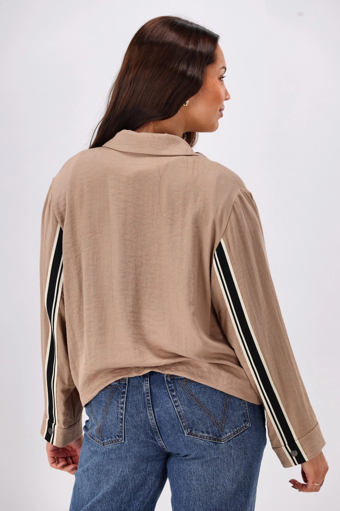 Shine On Label Lulu Zip Collared Jacket Camel Heavyweight Fabric