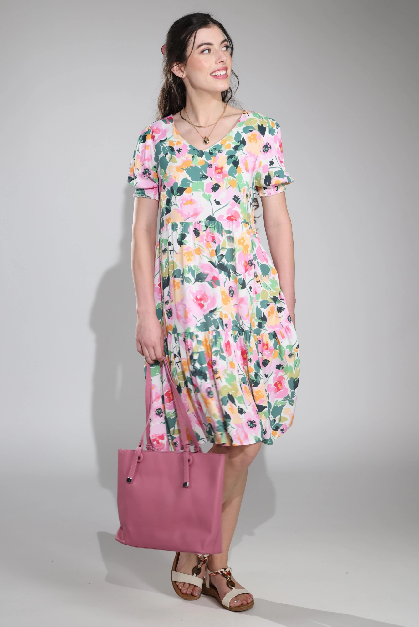 Easy Tones Celebrity-Inspired Dress | Petal Pink Garden | 7336C1