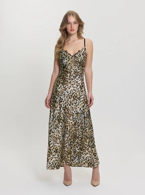 Eco Brown Adele Lace Maxi Dress Trendy Fit
