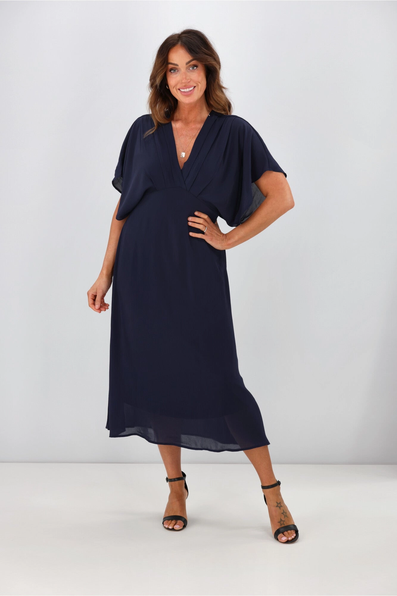 Soft Gradient Gloss By Shine On Jordyn Empire Line Dress Midnight