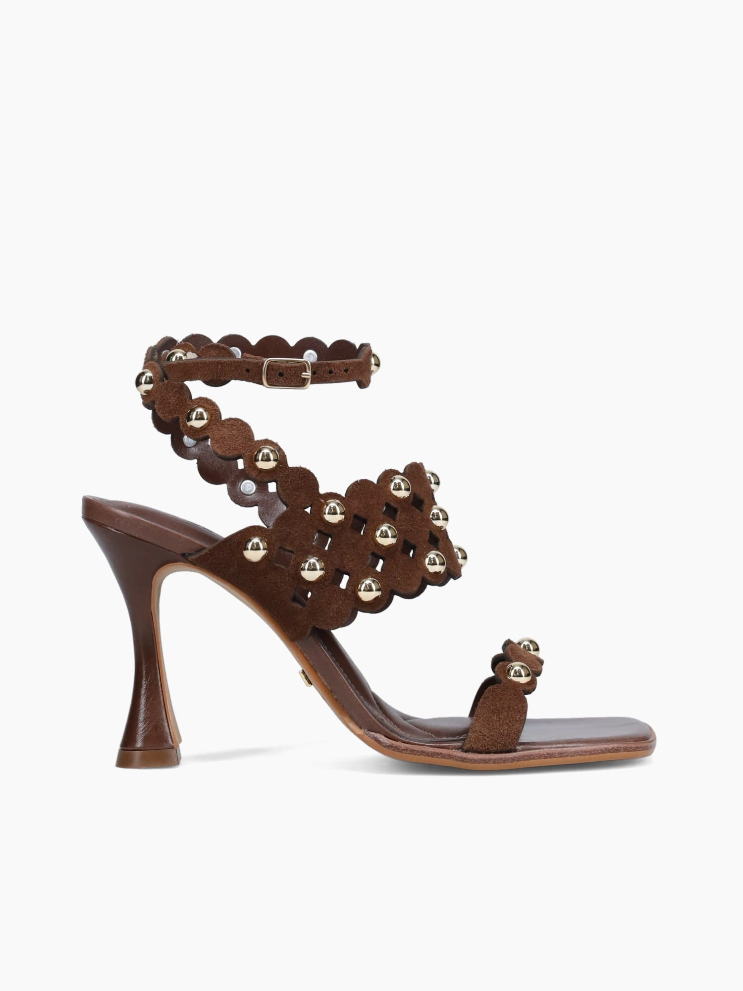 Ameline Brownie  Suede Leather Heeled Sandals True Comfort