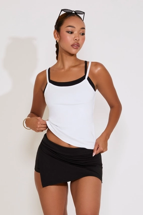 SIDE SLIT WIDE WAIST ACTIVEWEAR SKORT ruffle trim
