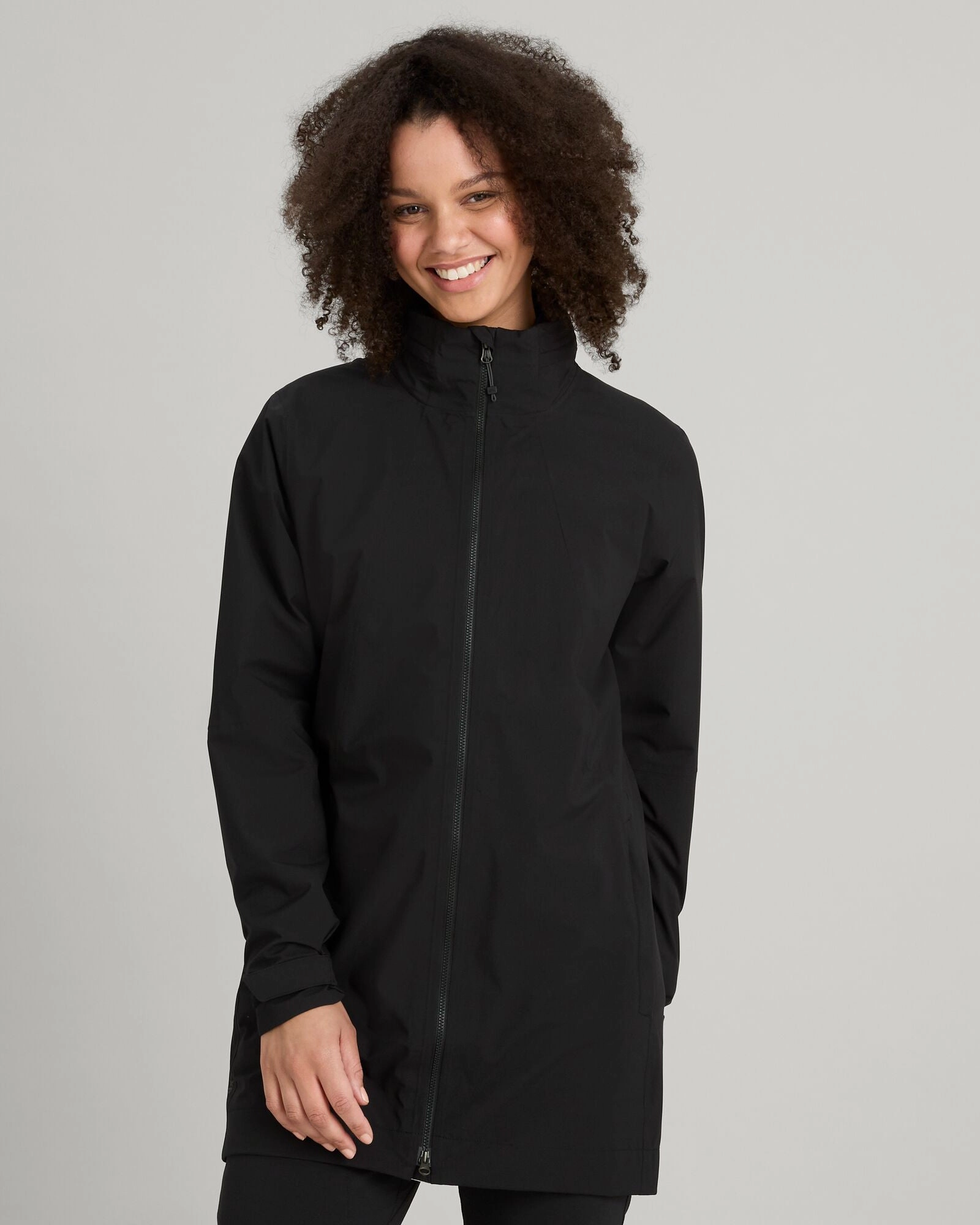 Heavyweight Durability Layered Collar Design Women's Trailhead Stretch 2.5-layer Rain Parka - Black Stingray
