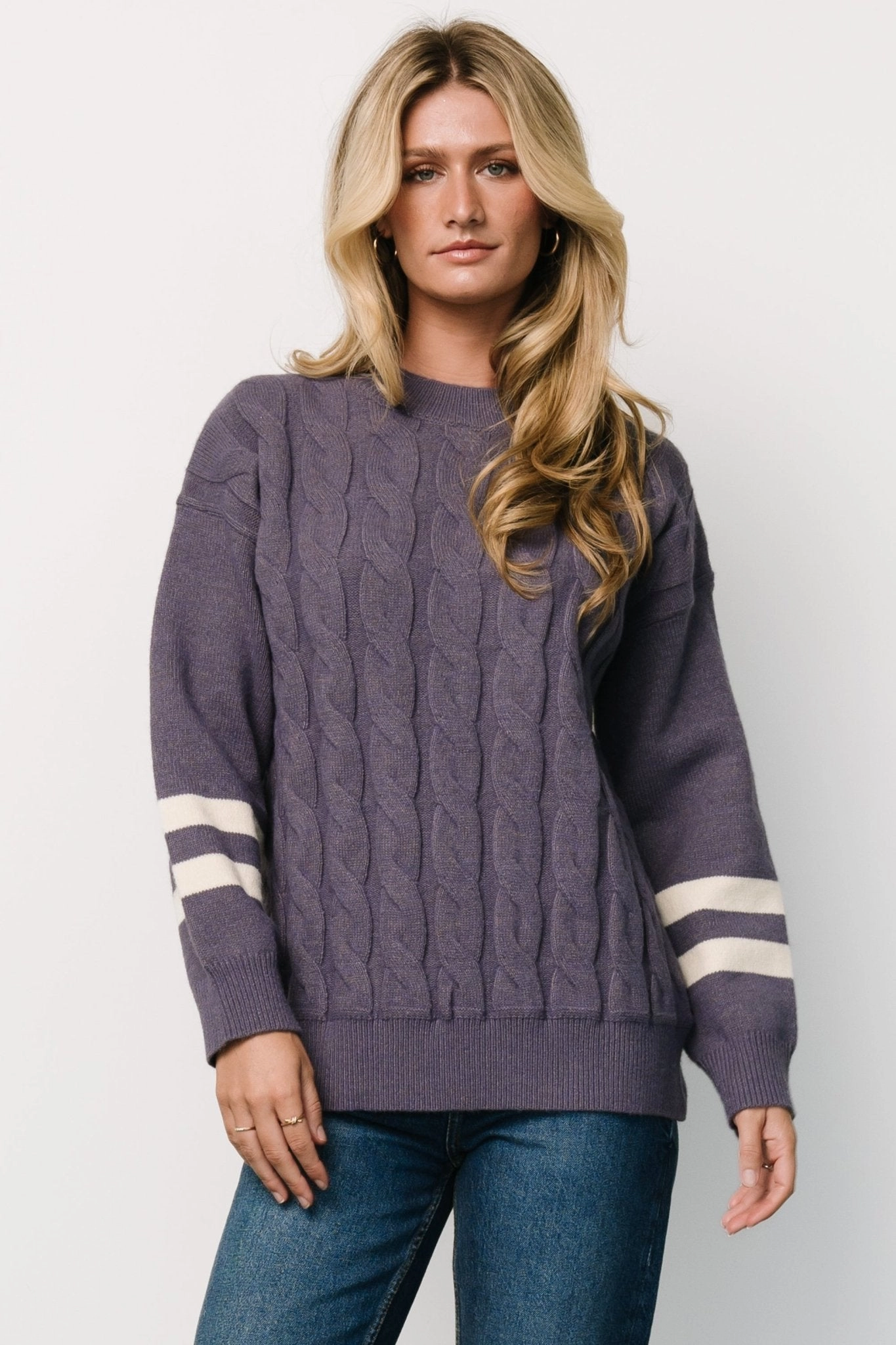 Light Layer Lund Cable Knit Sweater | Vintage Purple
