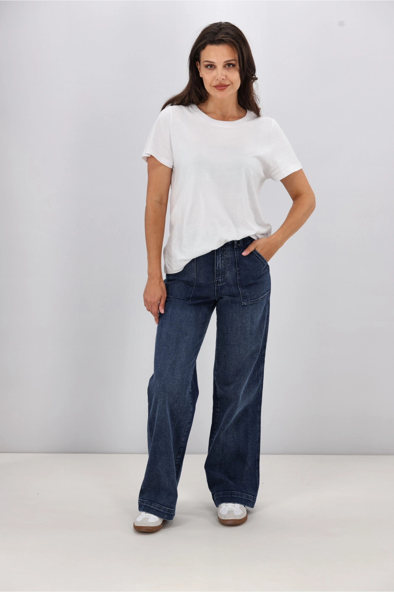 Outdoor Lover Moisture Wicking Indoor Ready Shine On Label Noah Wide Leg Patch Pocket Jeans Indigo