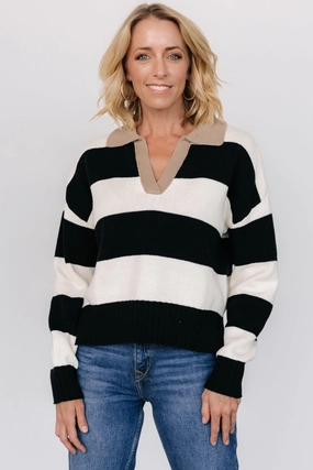 Snuggly Comfort Alec Striped Sweater | Black   Ivory