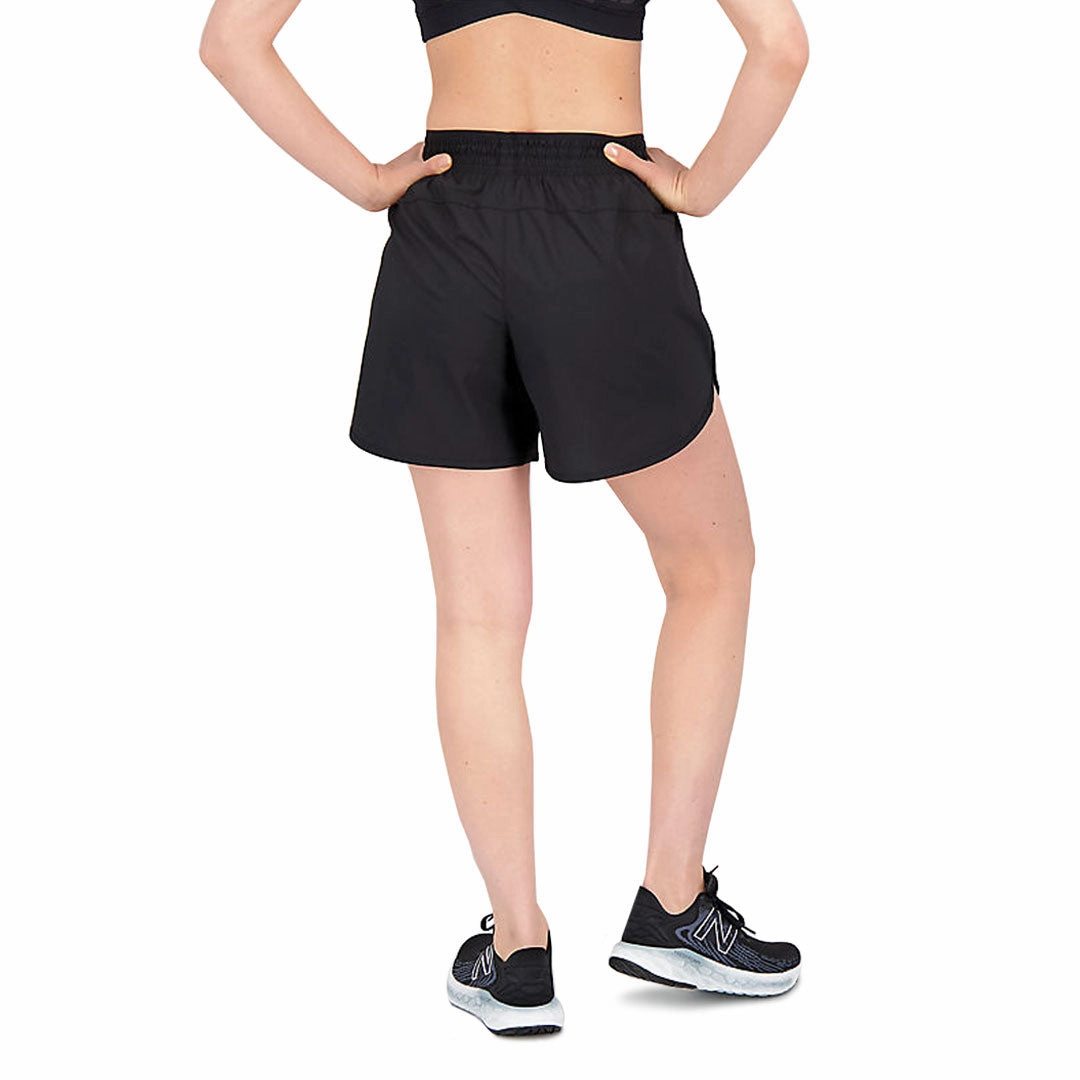 StainResistantCoating HighRiseWaist New Balance - Women's Accelerate 5 Inch Shorts (WS01209 BK)