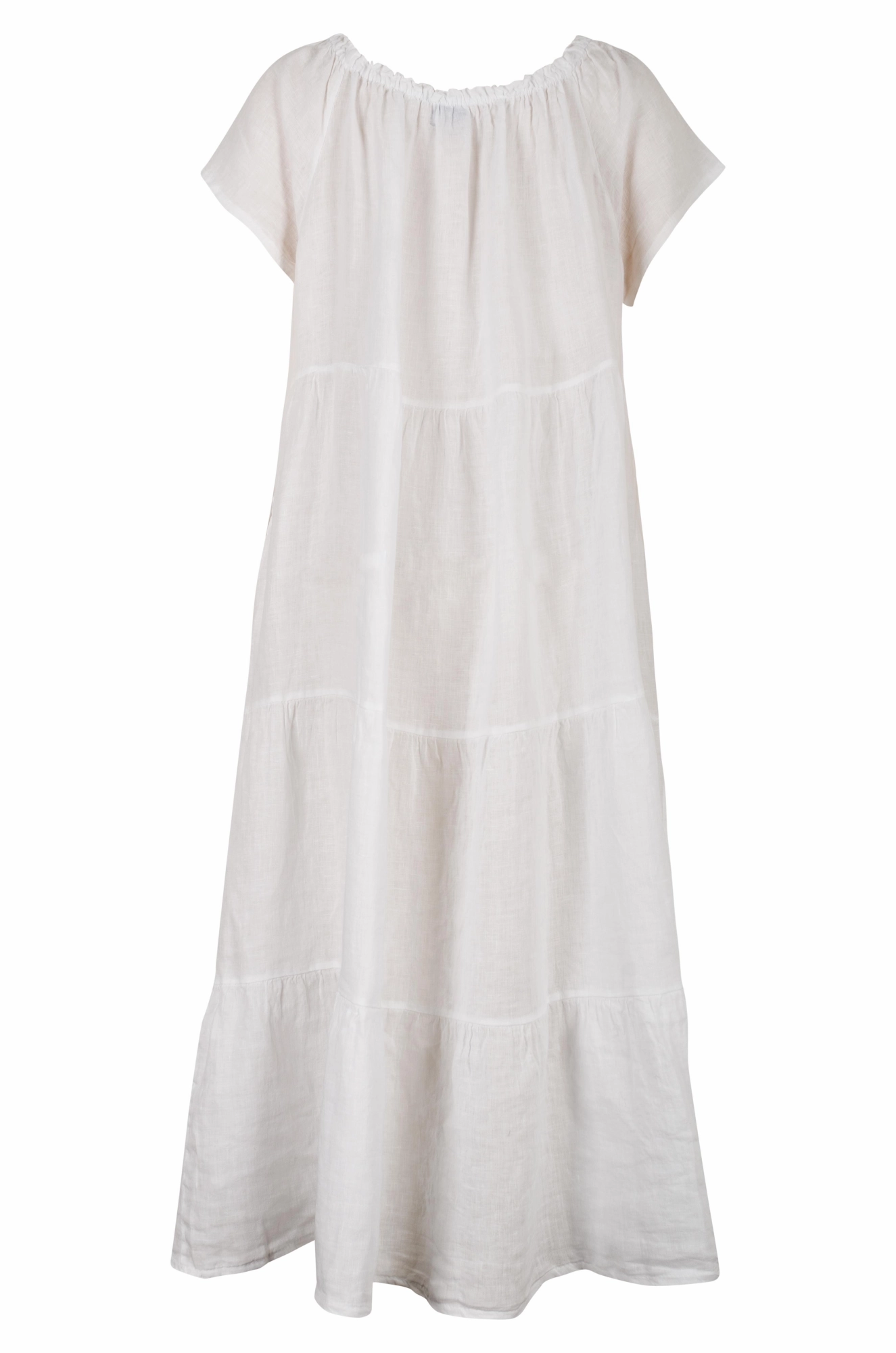 Made in Italy 100% Linen Maxi Dress | WHITE | 0208A1 Breathable Layering Soft Fabric