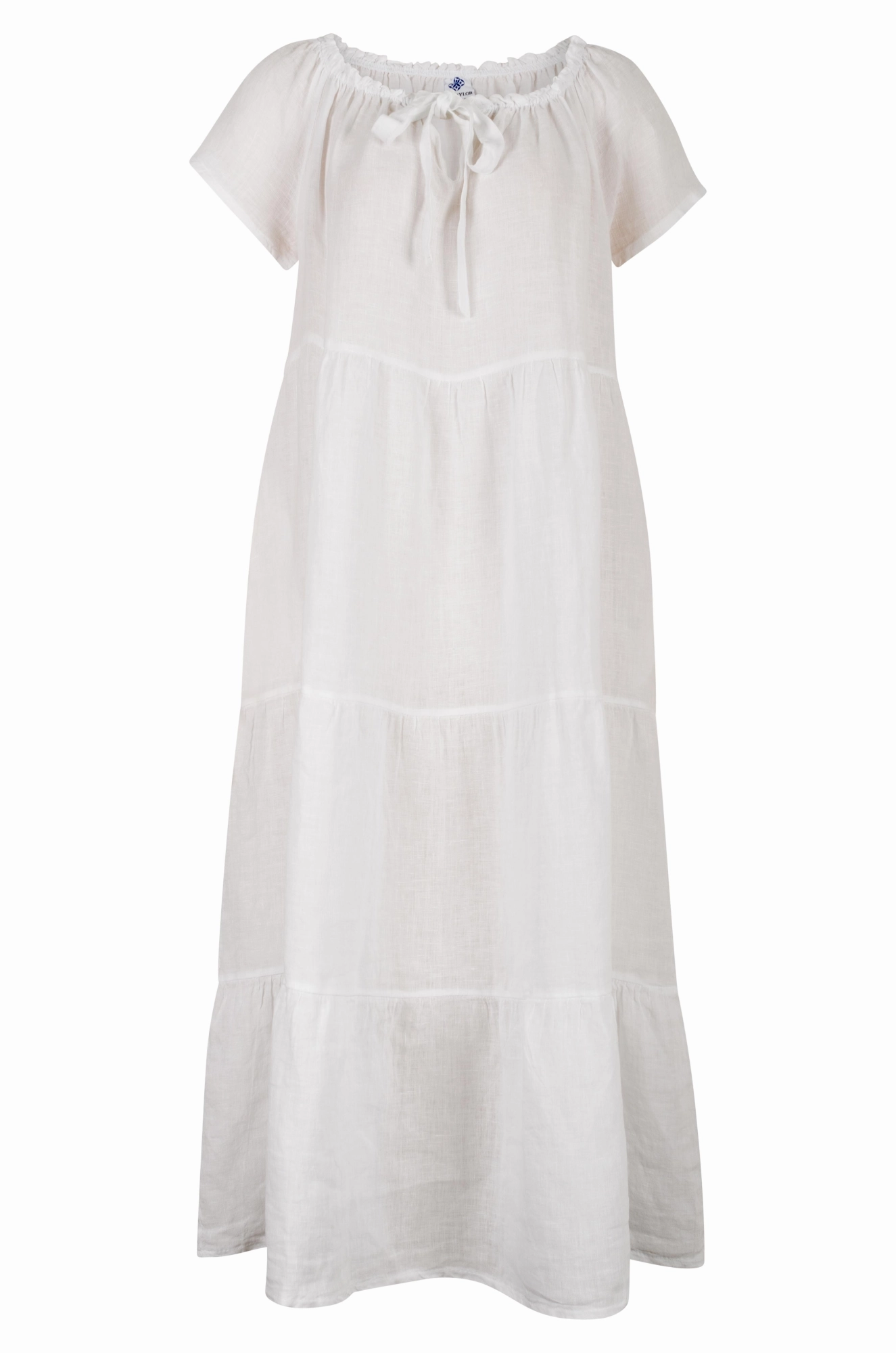 Made in Italy 100% Linen Maxi Dress | WHITE | 0208A1 Trendy Waistband
