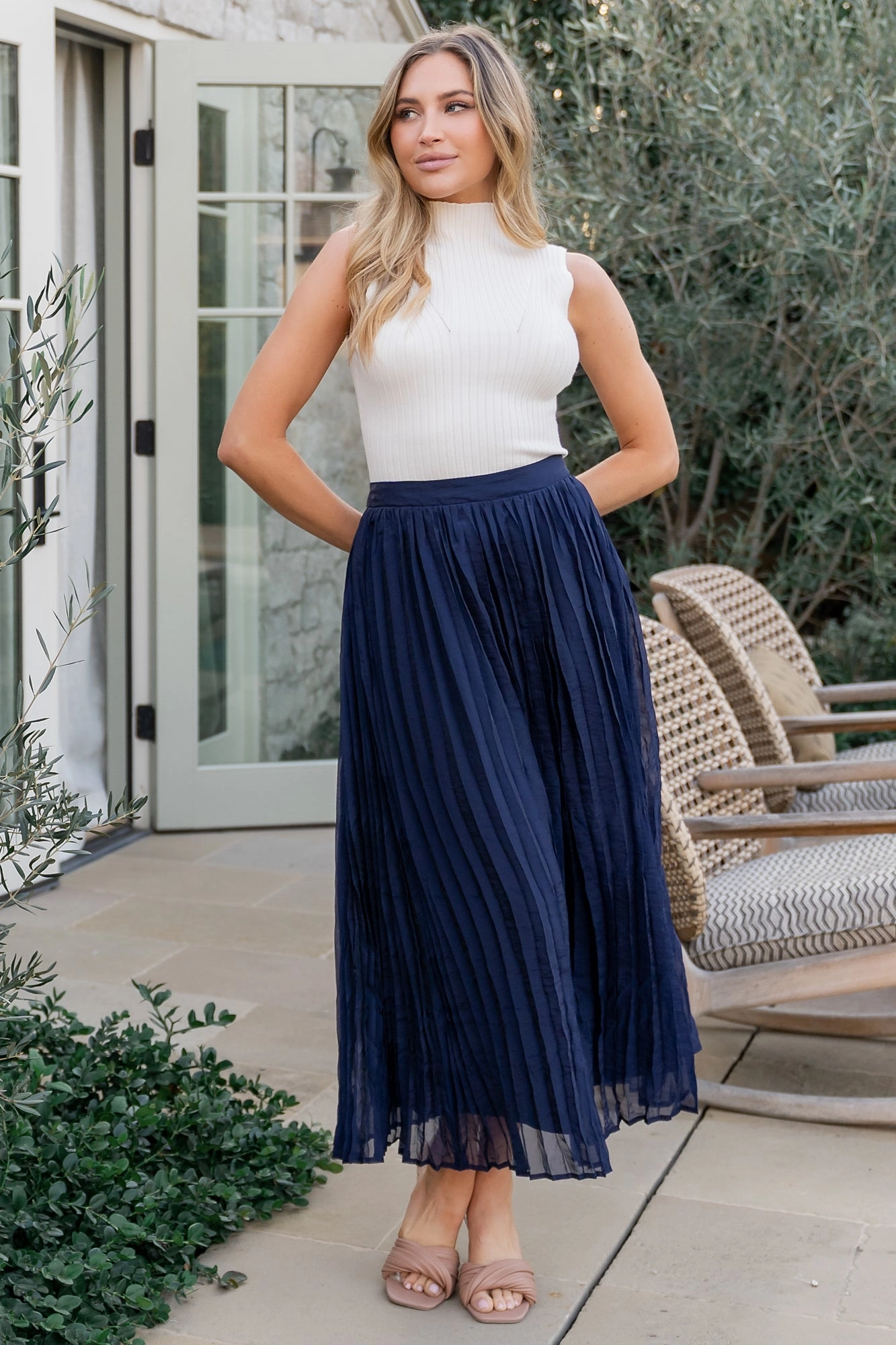 Cyra Midi Skirt | Navy Young adult Side Slit