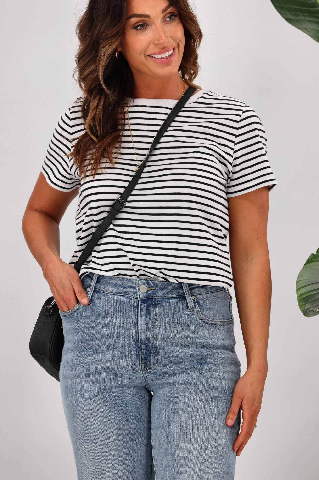 Shine On Label Zeke Wide Leg Jean with Turn Up Hem Washed Blue workday wear