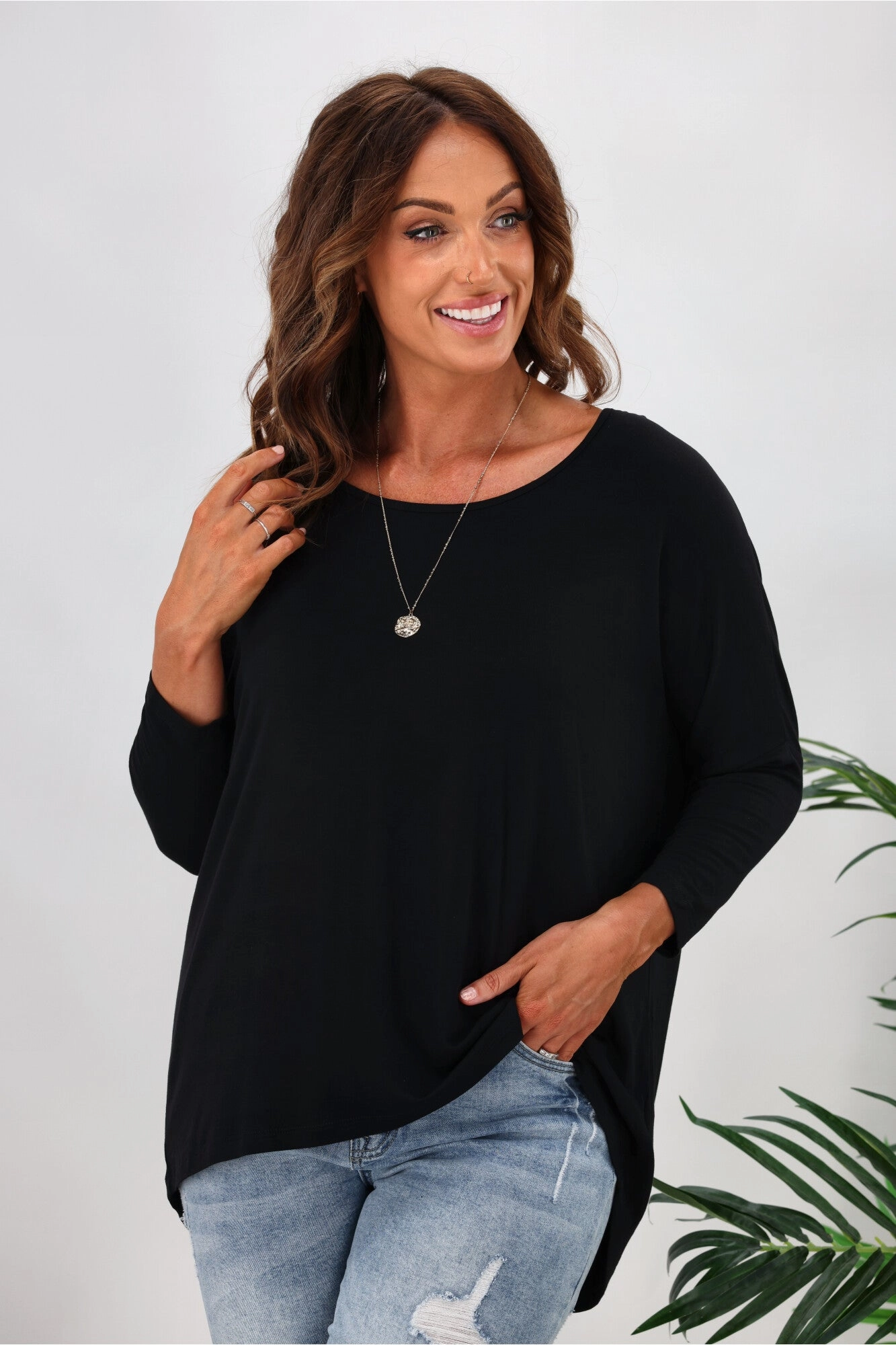 Betty Basics Milan 3/4 Sleeve Tee Black Street Smart