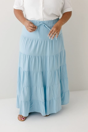 Laser cut Neutrals Only 'Cove' Drawstring Tiered Cotton Maxi Skirt FINAL SALE