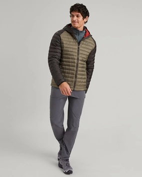 Stylish Chill Piece Men's Heli R Hooded Down Jacket - Beech/Dark Moss