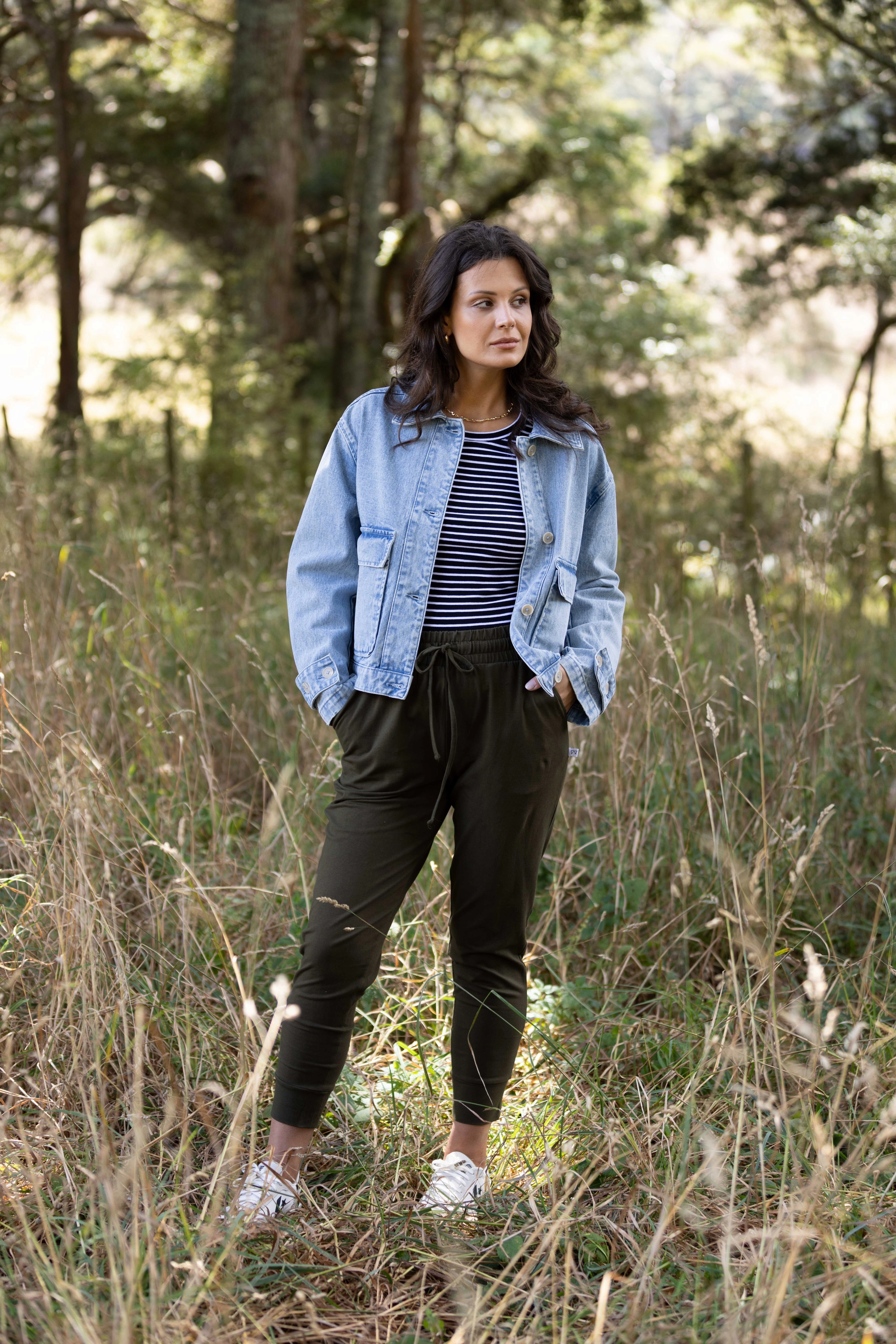 Shine On Label Eclipse Denim Utility Jacket Washed Blue Lightweight Construction Very Cold