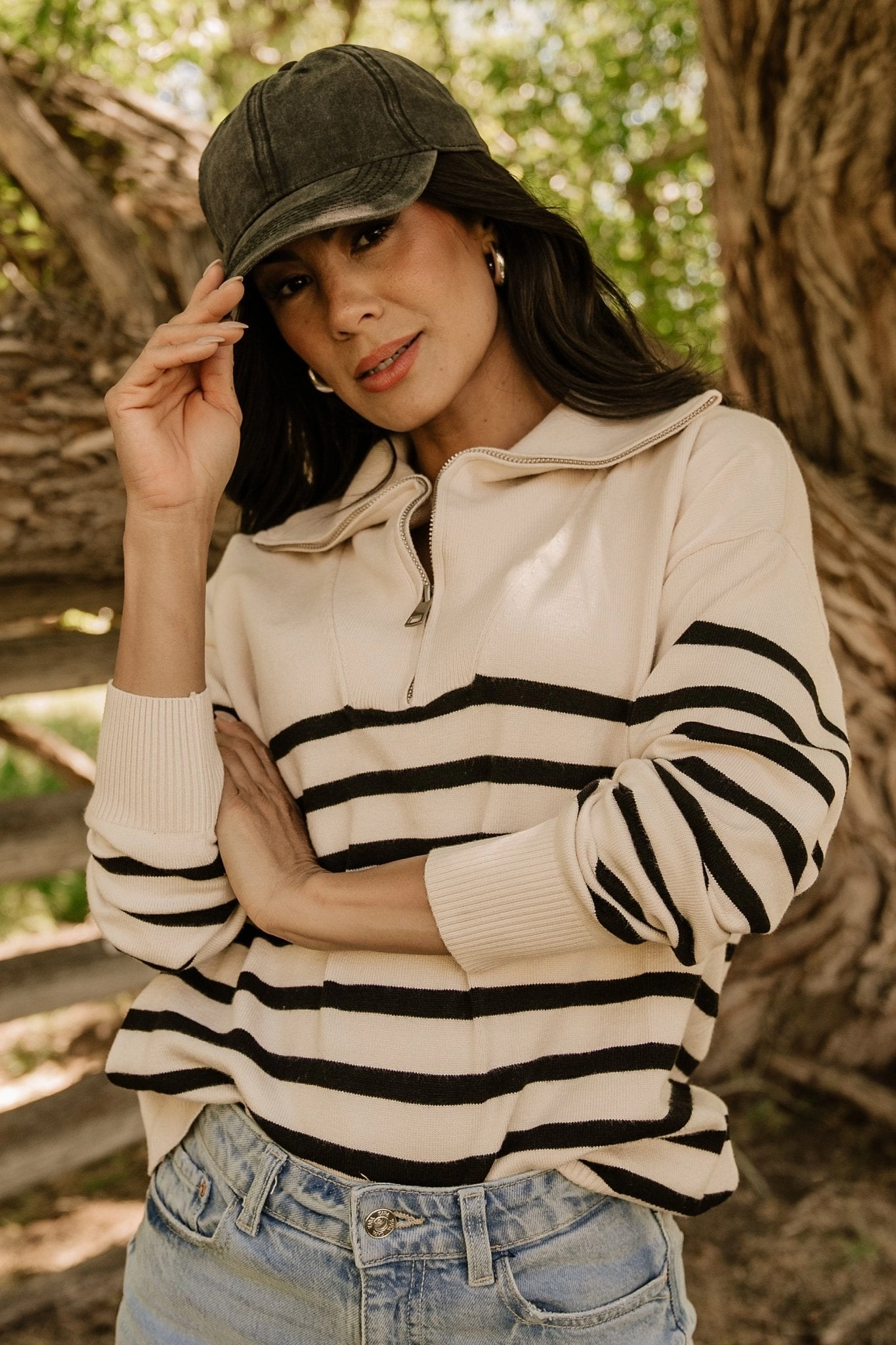 Sterling Half Zip Sweater | Beige   Black Quick Fit Performance