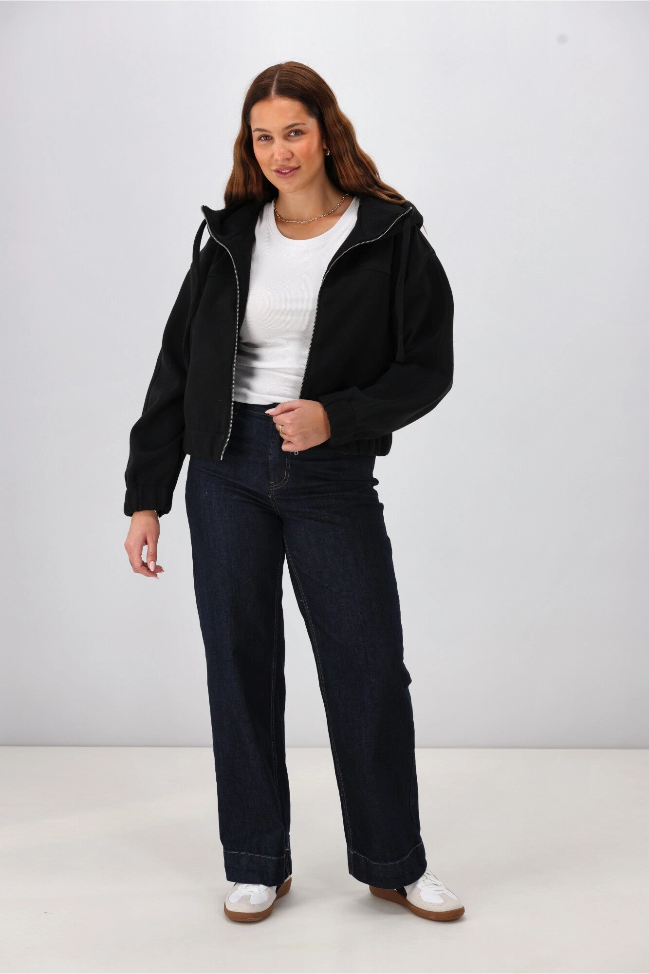 Articulated Elbows Noise Reduced Fasteners Shine On Label Metro Felt Hooded Bomber Jacket Black