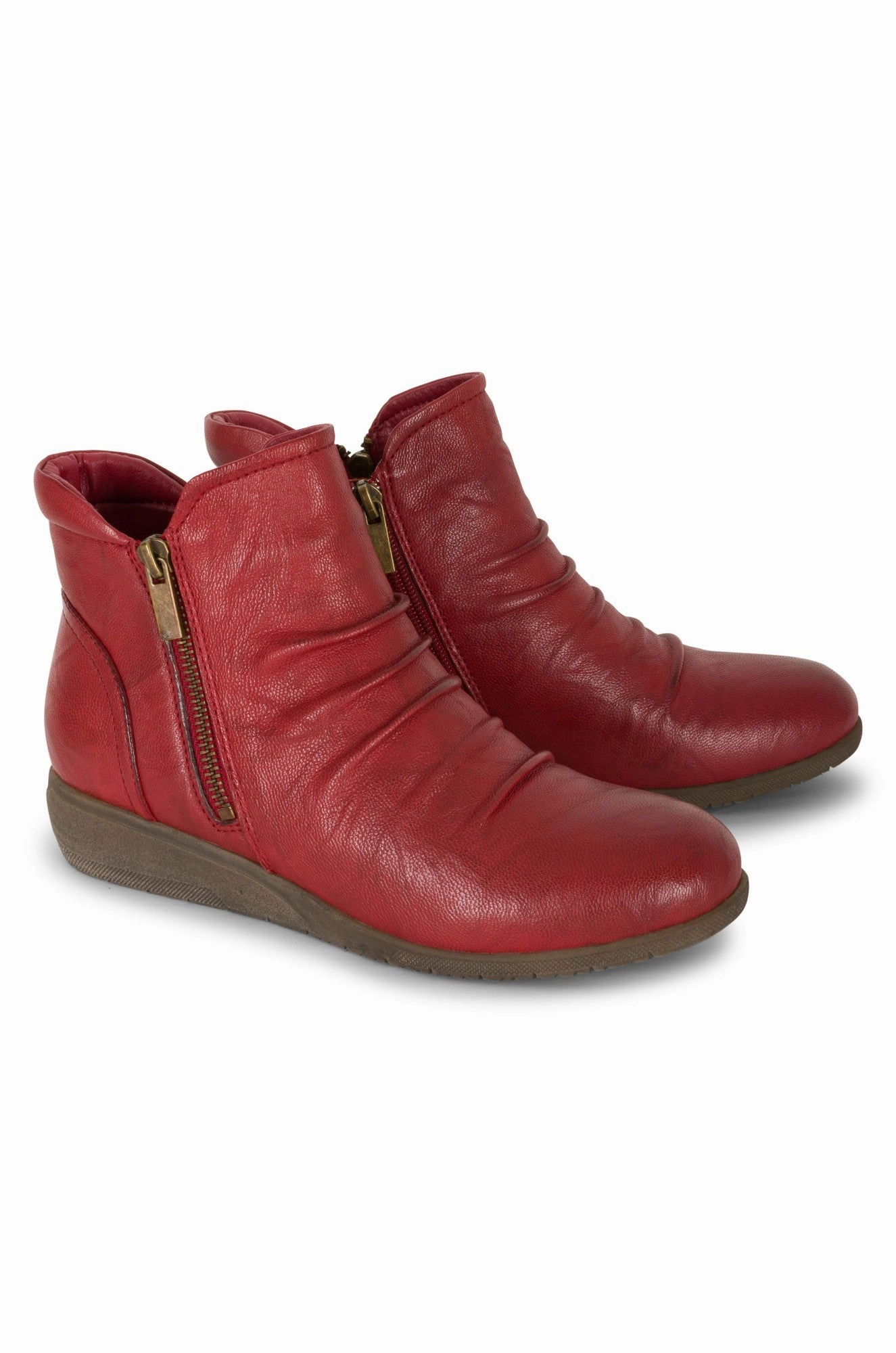 Natural Comfort Leather Ankle Boot | RUSTIC RED | AQUA B1 Shock Absorbing Morning Walk