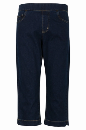 Pull on Mid Calf Jeans | DARK INDIGO | 6506A1 Eco Friendly Dye Process Evening Stroll Stretch Breathable