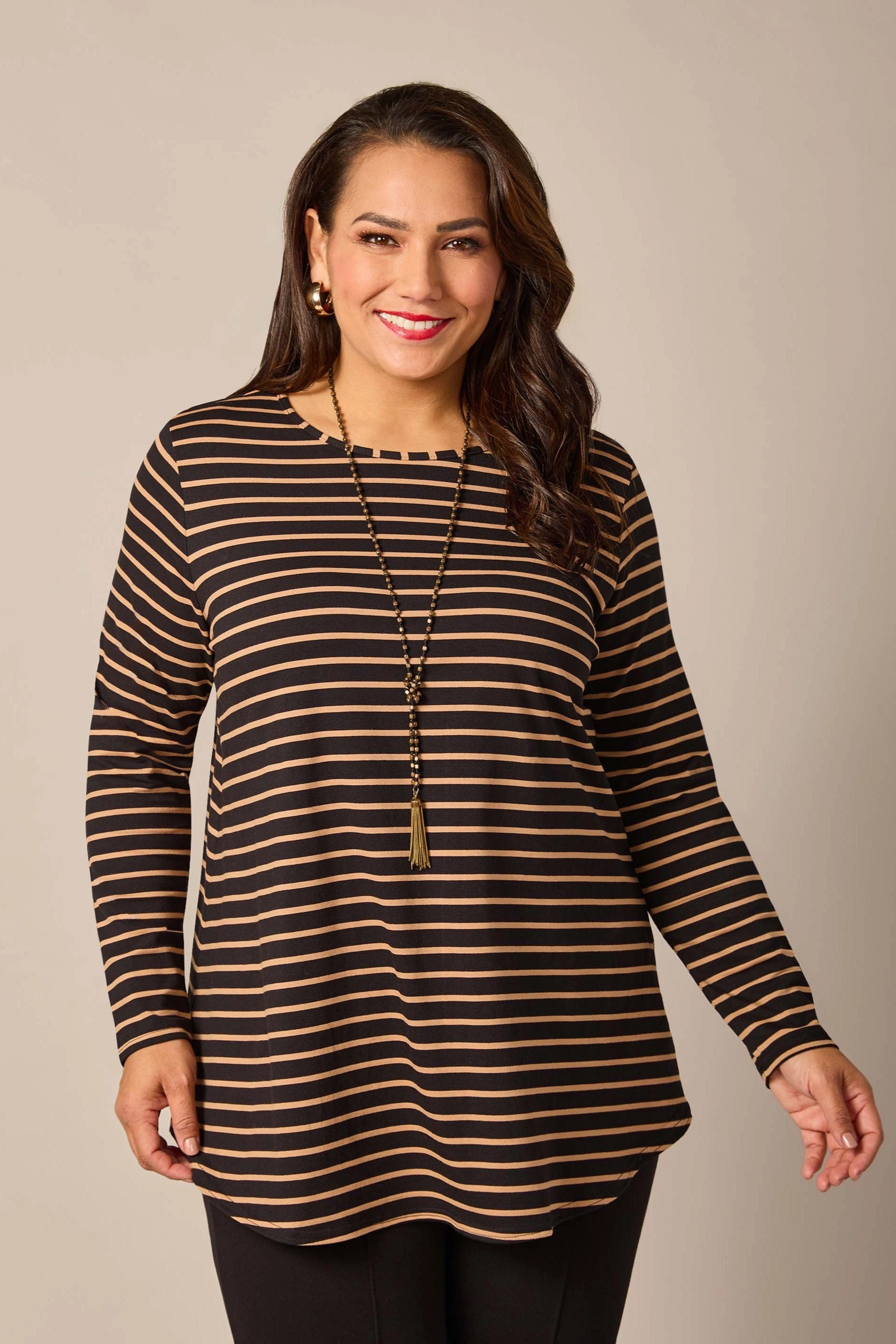Light Casual Wear Relaxed Wear Swish - 540094 Long Sleeve Stripe Knit Tee