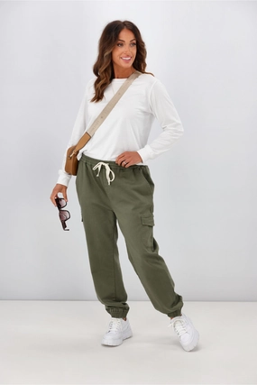 Flexible Comfort Wearable Betty Basics Connecticut Cargo Jean Khaki
