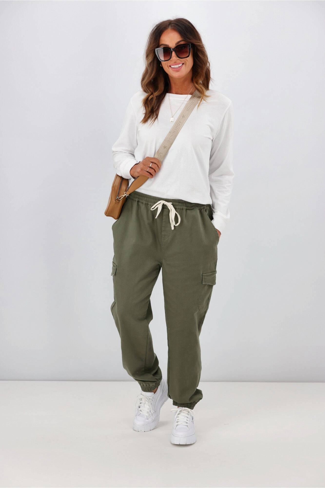 Betty Basics Connecticut Cargo Jean Khaki Perfect Shape Structured Waistband
