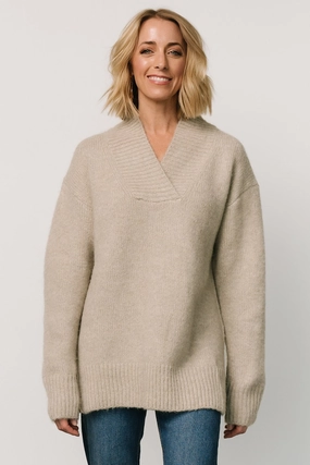 Calgary Oversized Sweater | Oatmeal Timeless Design Flexible Design Fit