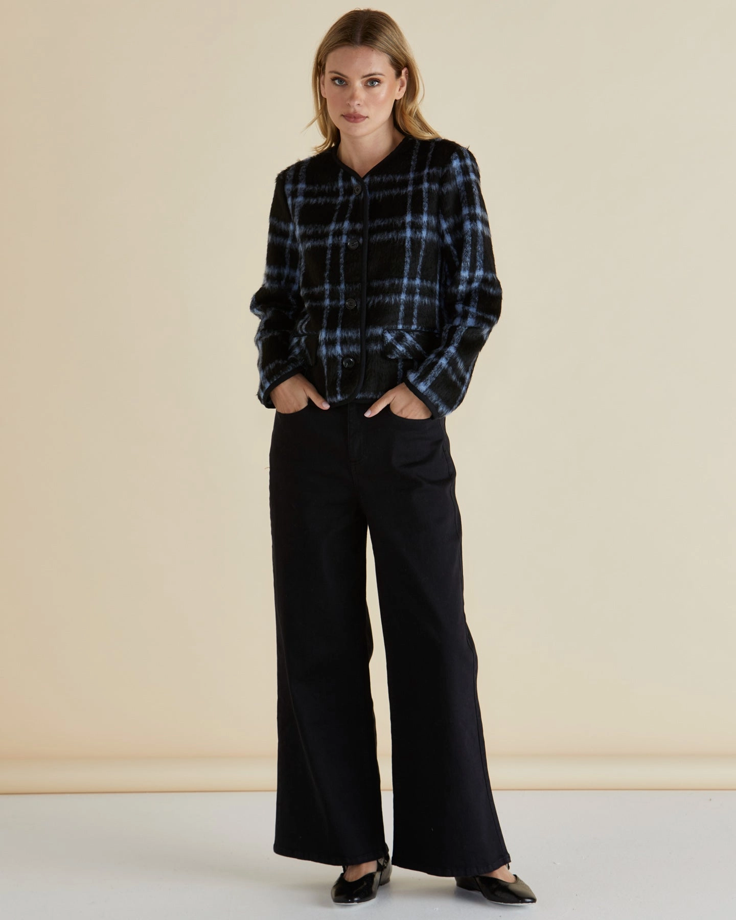 Softshell Construction Betty Basics Charlie Check Jacket Blue Check