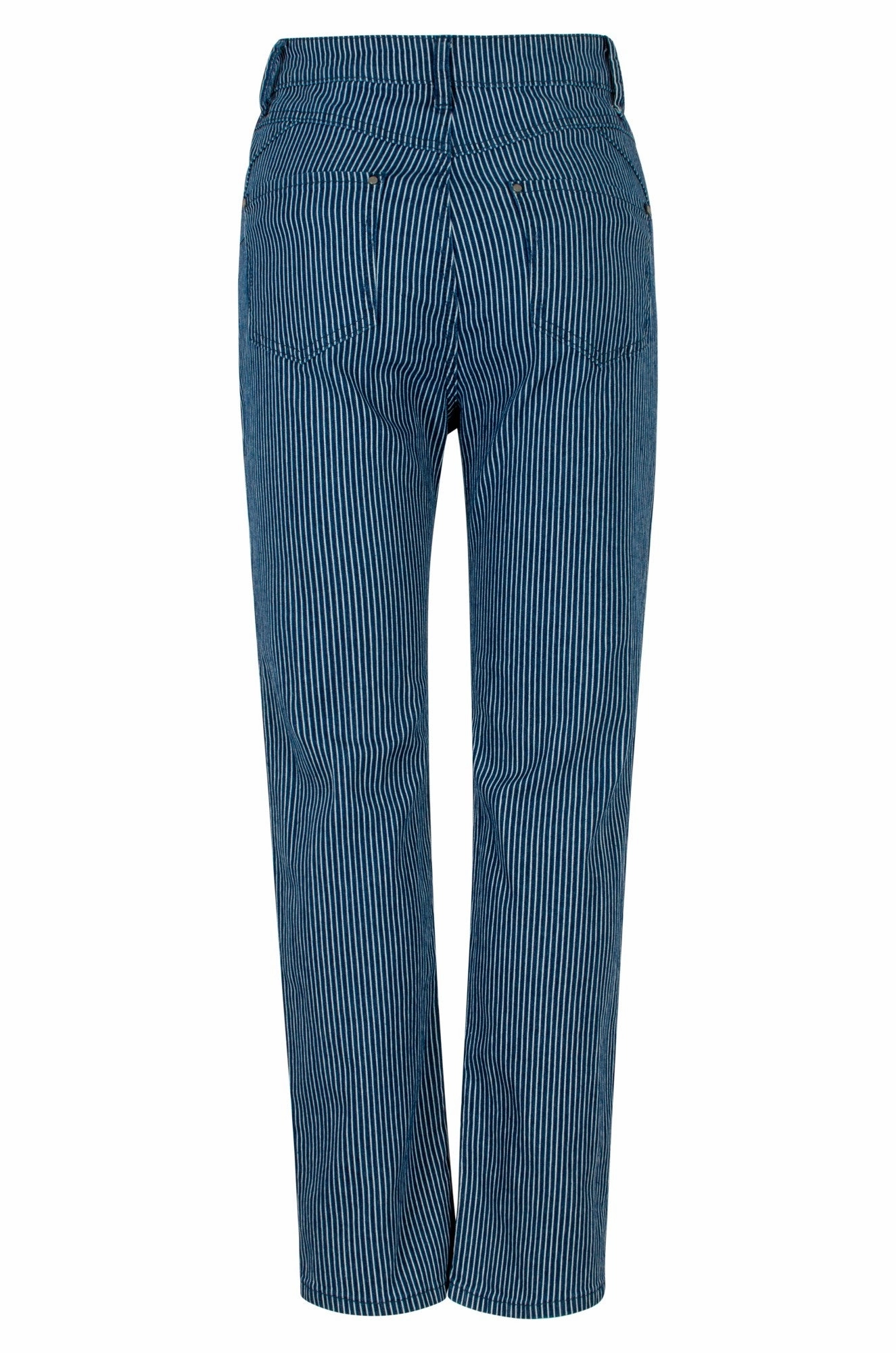 Stripe Denim Short Jeans | Indigo Sky Stripe | 6891B1 Everyday Classic Wear Comfy Minimalist Pocket Layout