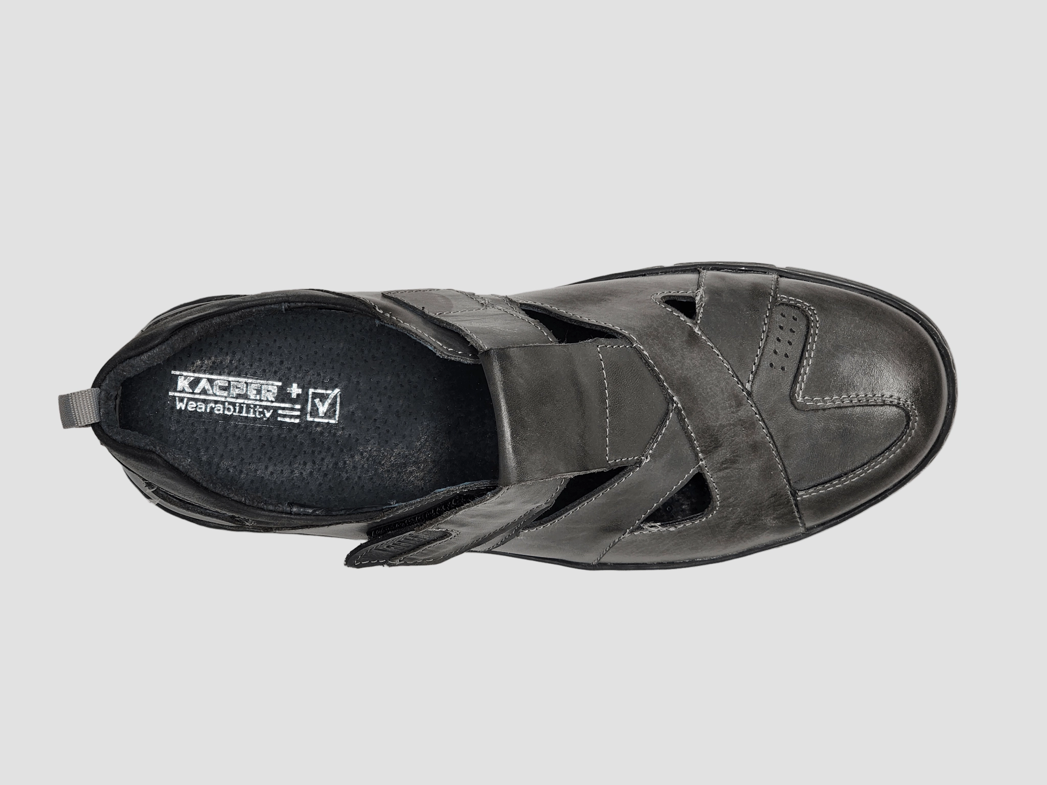 Vegan Leather Option Men's Everyday Closed-Toe Leather Sandals - Graphite