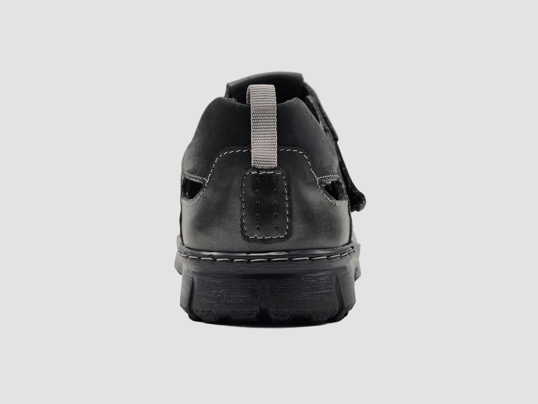 Men's Everyday Closed-Toe Leather Sandals - Graphite Contoured Heel Practical Stylish