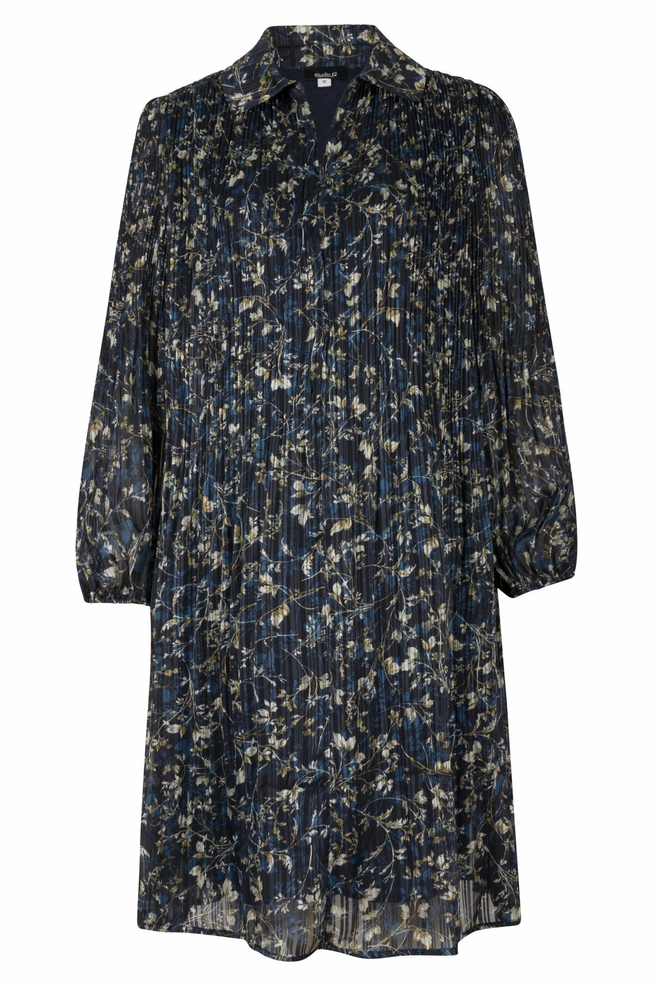 Satin Touch Fresh Outfit Dress | Navy Olive Stem | 8564B1