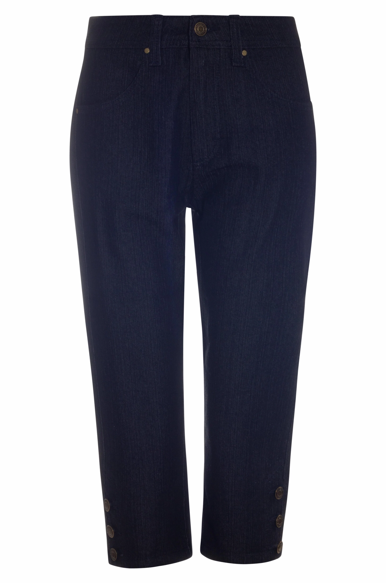 Wide waistband Mid Calf Jeans | BLACK | 6597AR City Life Style Pre Shrunk Material