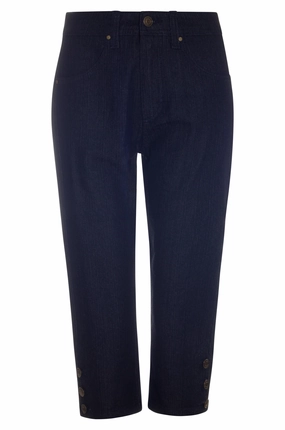 Wide waistband Mid Calf Jeans | BLACK | 6597AR fresh feel