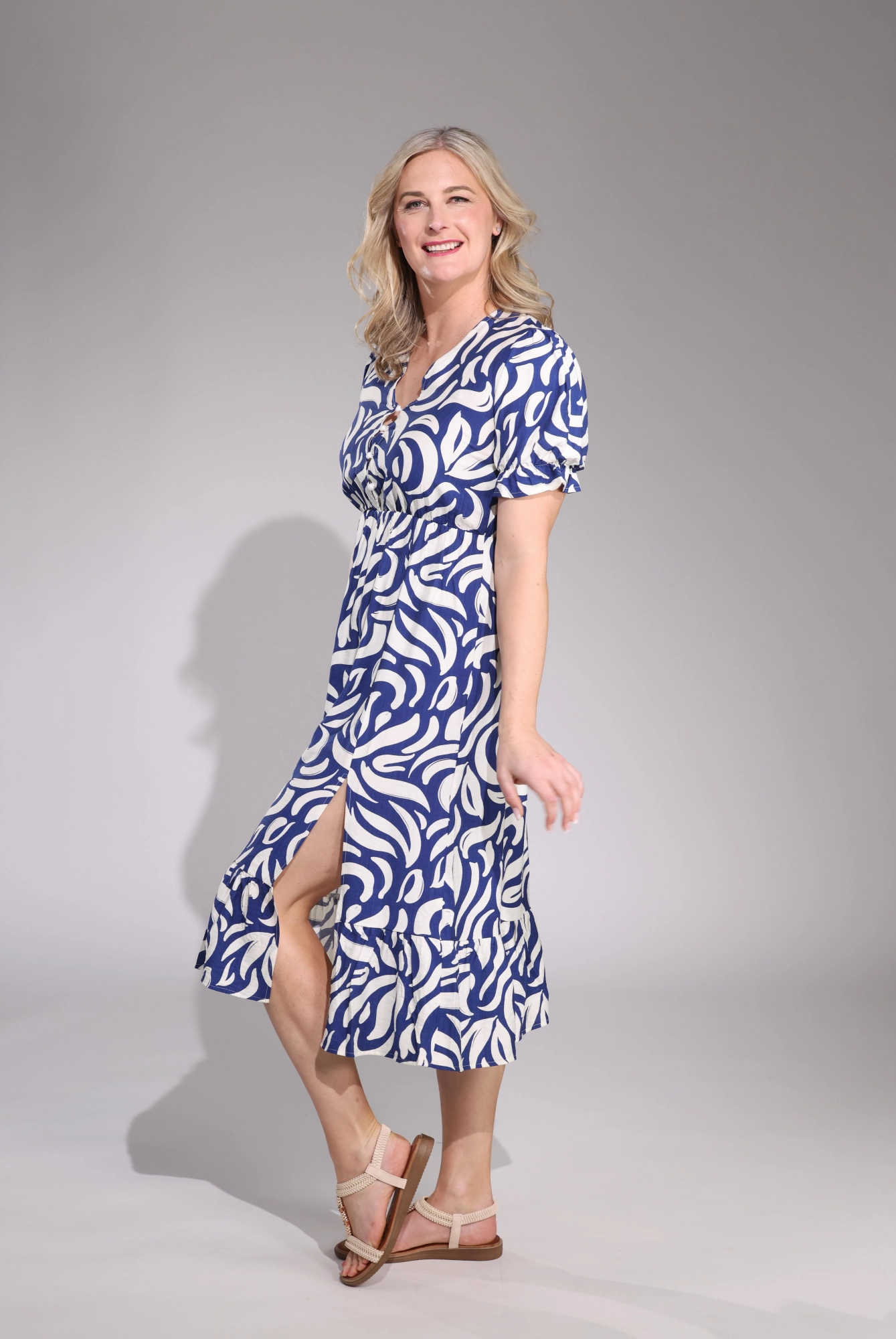 Waist-Cinching Midi Sundress | Cobalt Curves | 0106C1