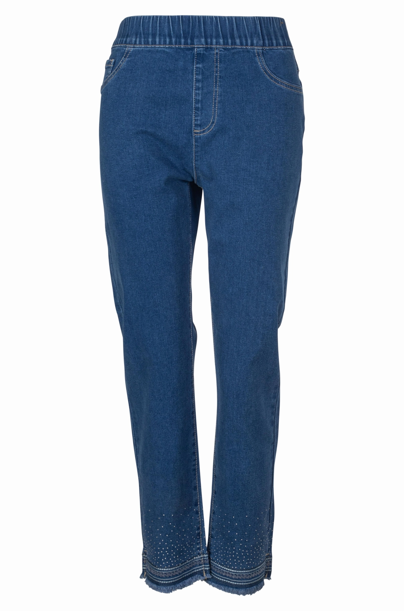 Pull on Wonder Denim Capri Jeans | MID INDIGO | 6624A1 Chill Vibe