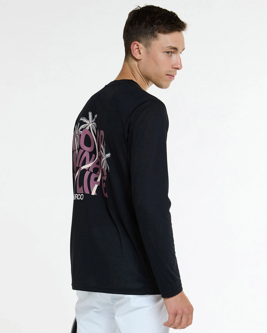 Mens Long Sleeve Tech Tee | Black Everyday Layering