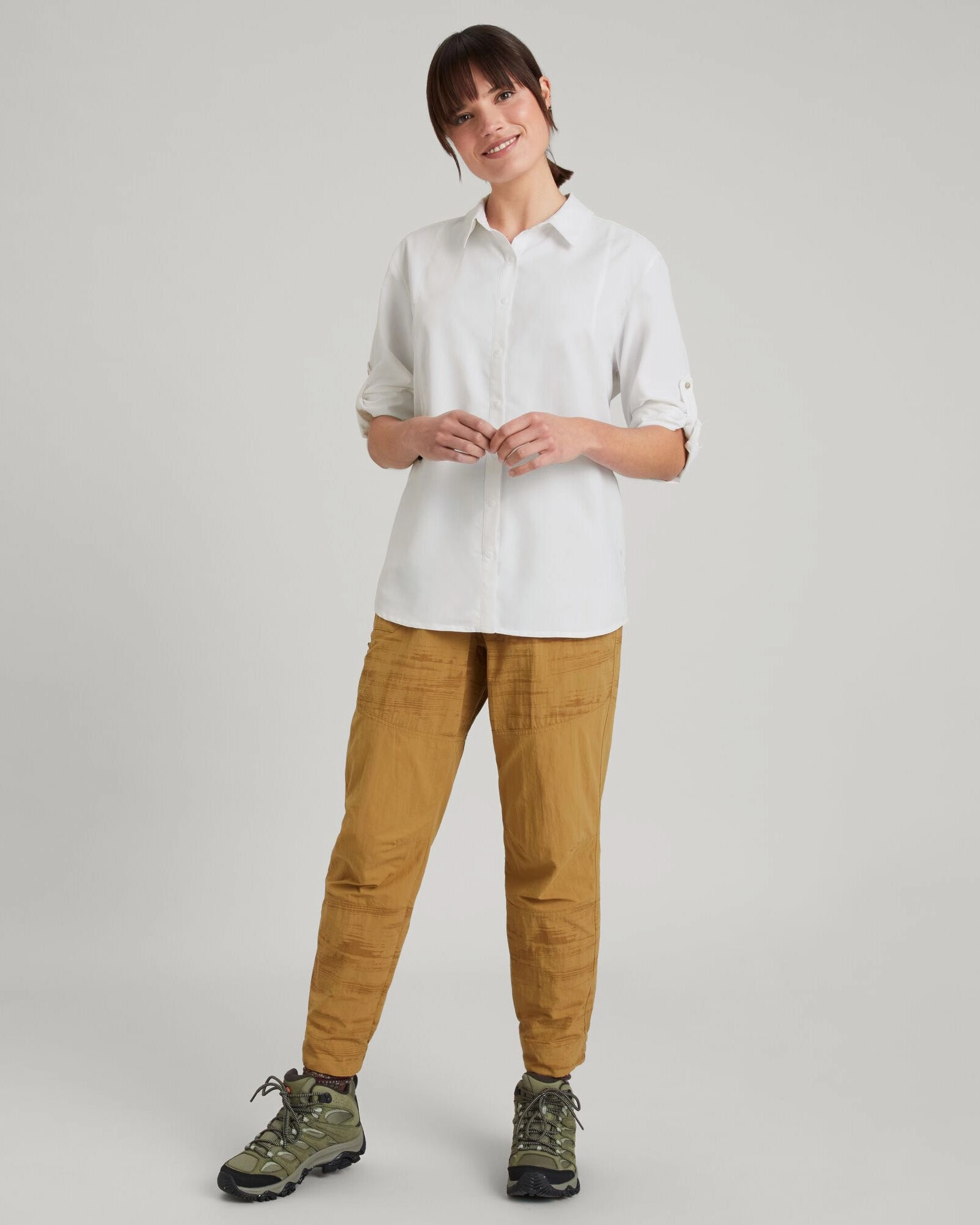 SUN-Scout UPF Women's Long Sleeve Shirt - White Simple Style Wrinkle Resistant Finish