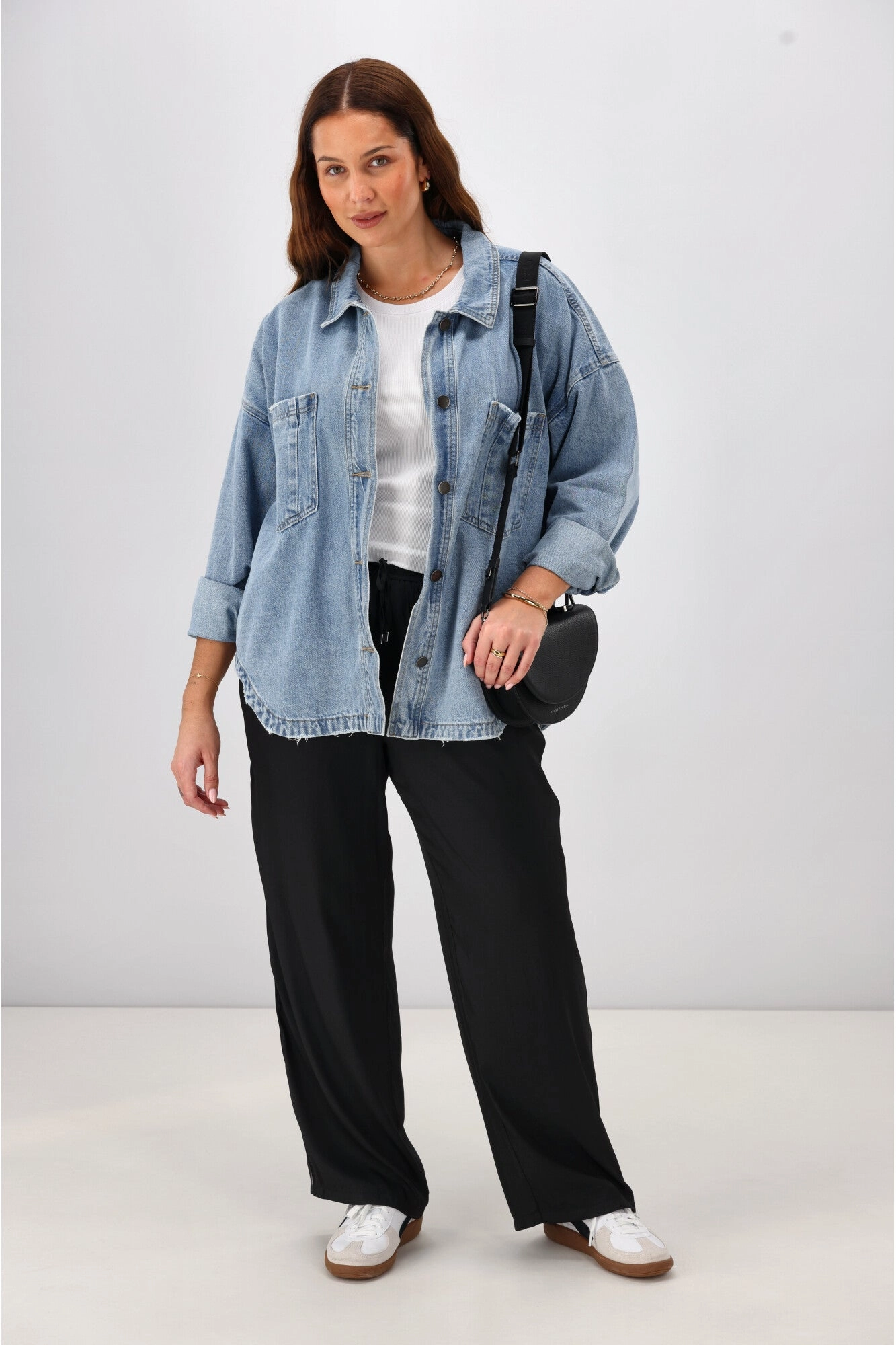 Gloss the Label Taylor Side Taped Wide Leg Pants Black Fitness Training Beginner Level Petite Size Ultra Light