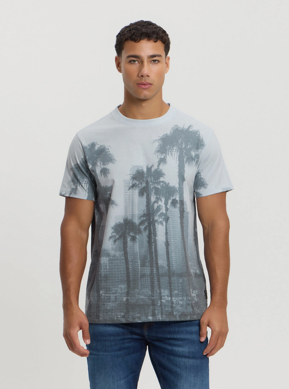 Grey Palm Print T-Shirt UVProtection