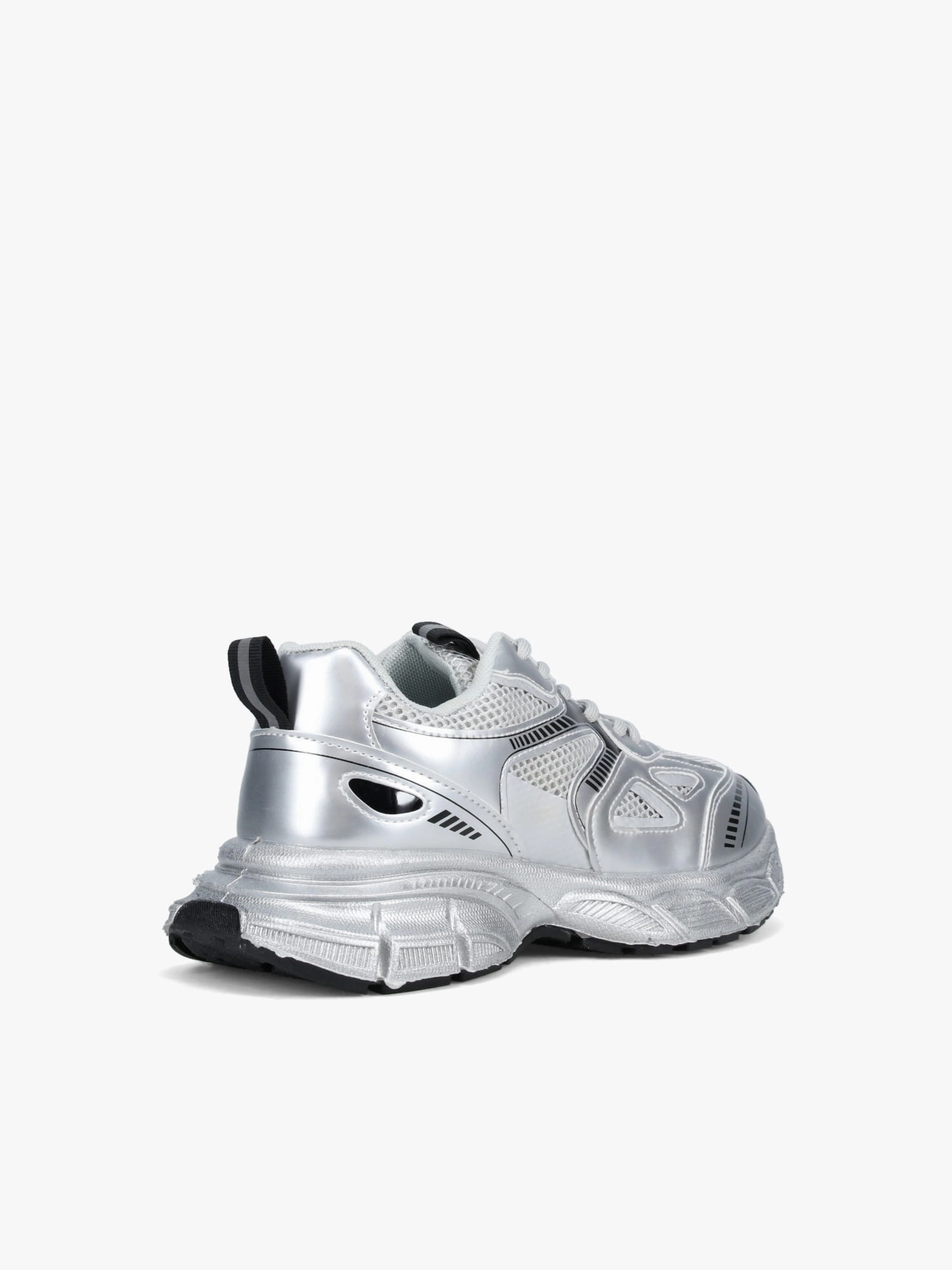 Tari Silver Metallic Asymmetric Lacing Designs