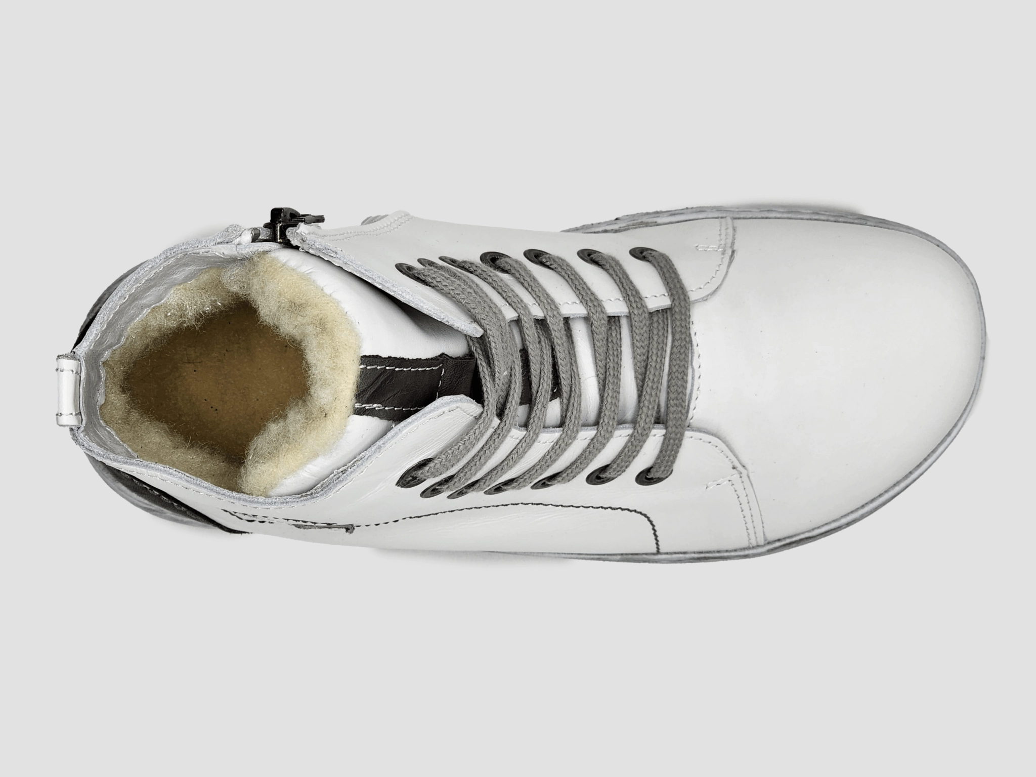 Women's Original Thick Wool-Lined Zip-Up Leather Boots - White Protective Finish Snow Trekker