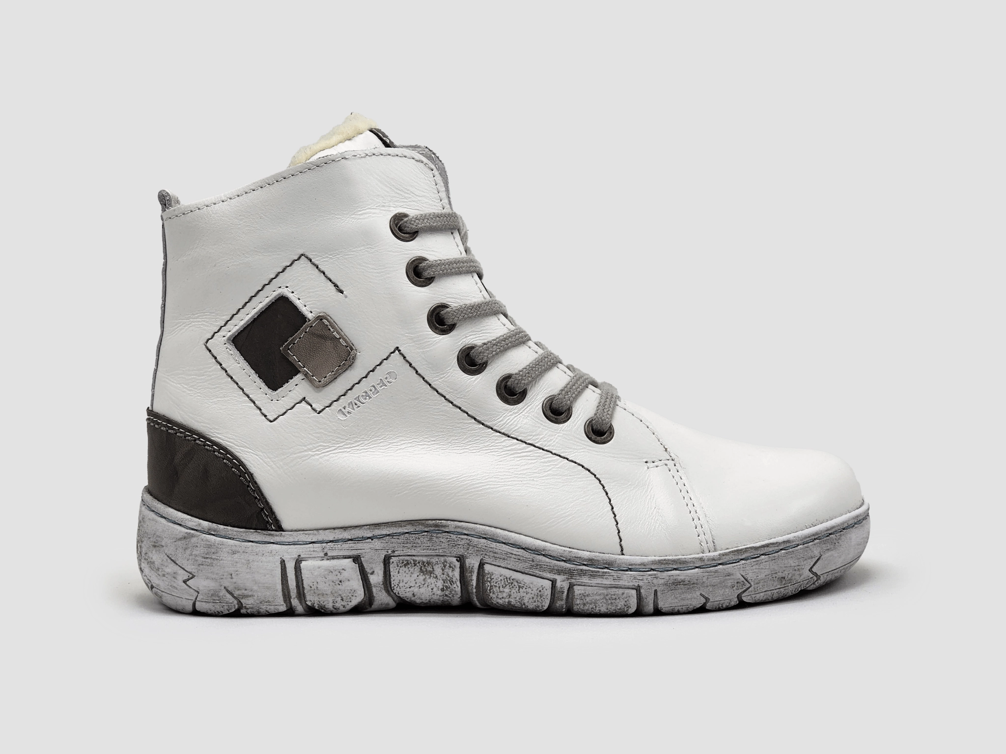 Women's Original Thick Wool-Lined Zip-Up Leather Boots - White Party time Thermal Core Weekend Wanderer